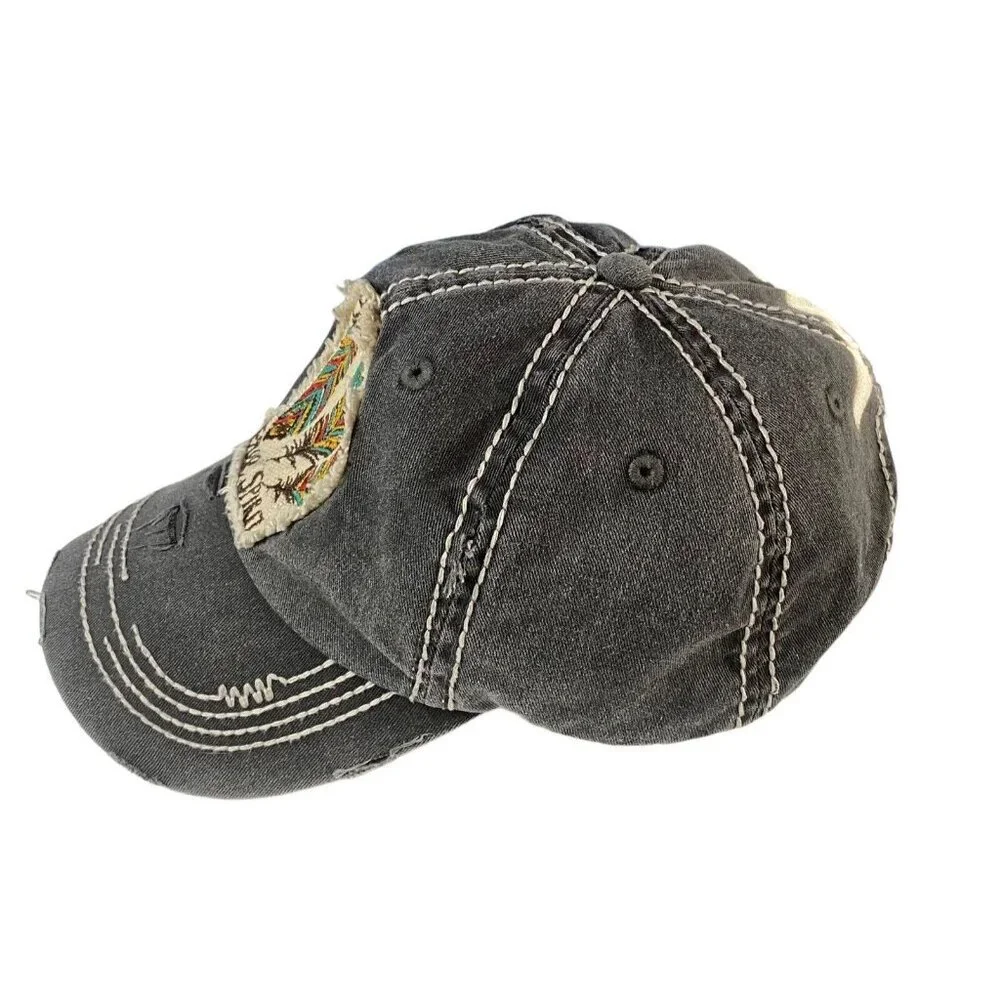 Vtg‎ KBETHOS Women Free Spirit Hat One Size Gray Feathers Casual Travel